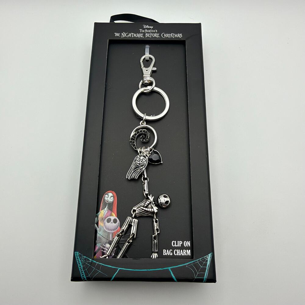 Disney Nightmare Before Christmas Jack Sally Bag Charm Keychain NEW
